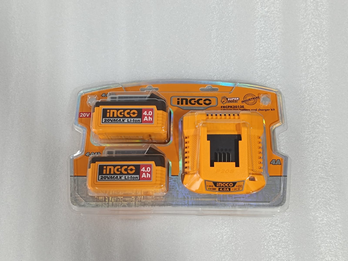 pack 2 baterias y cargador 4Ah vista superior envasado